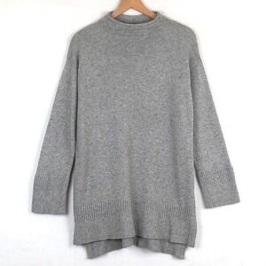 Anthropologie MOTH Saksia Oversized Tunic Sweater Sz M Gray L/S Slit Knit Antho
